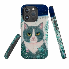 iPhone MagSafe Tough Case - Xmas Cat By Mary Stubberfield Soft edges