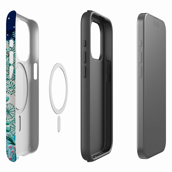 Hybrid Finish Sleek Texture iPhone MagSafe Tough Case - Xmas Cat By Mary Stubberfield