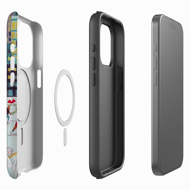 Practical Design Rugged Grip iPhone MagSafe Tough Case -  Xmas In New York By Caroline Bonne Muller