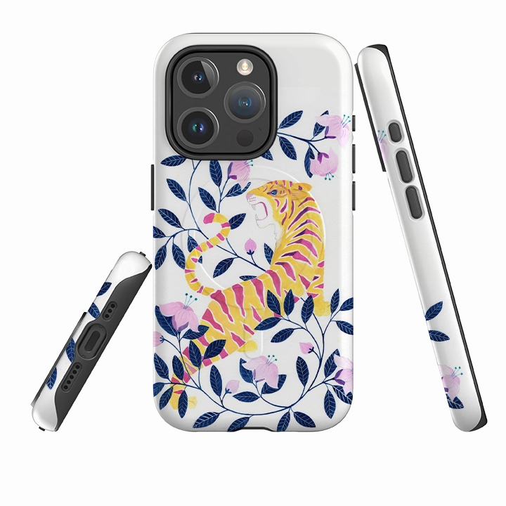 Hybrid Detail iPhone MagSafe Tough Case - Yellow Tiger By Bex Parkin