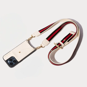 Clear Frame Slim Fitment Kimberly Adjustable Crossbody Bandolier - Ivory/Gold