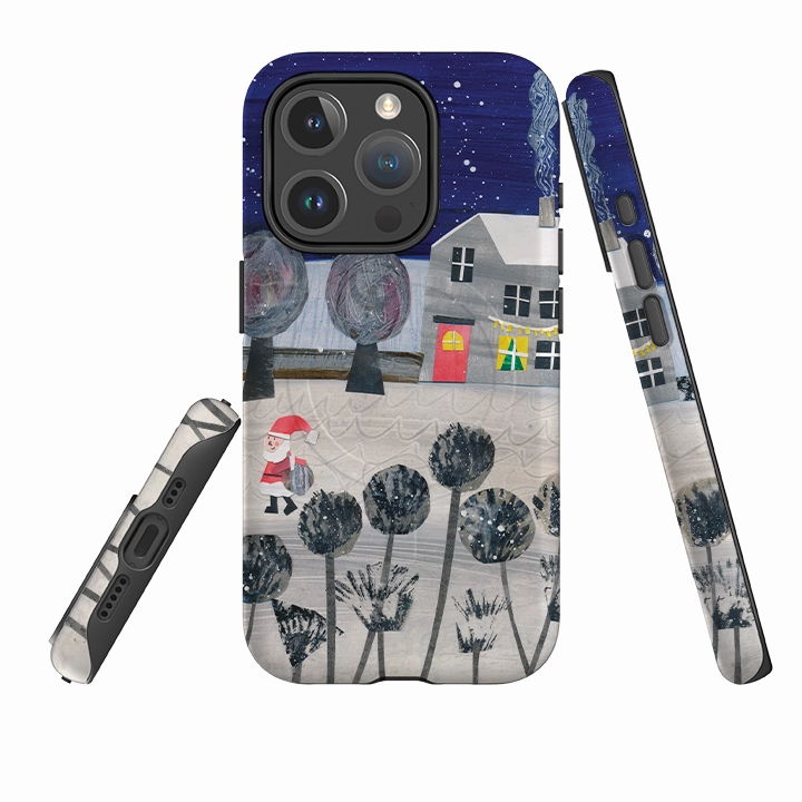 Comfort Grip Glossy Finish Look iPhone MagSafe Tough Case - Santa By Tracey English