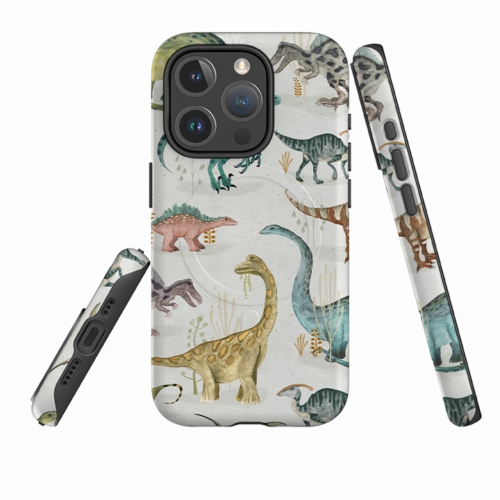 iPhone MagSafe Tough Case - Dinosaurs Pastel By Katherine Quinn Minimal Frame