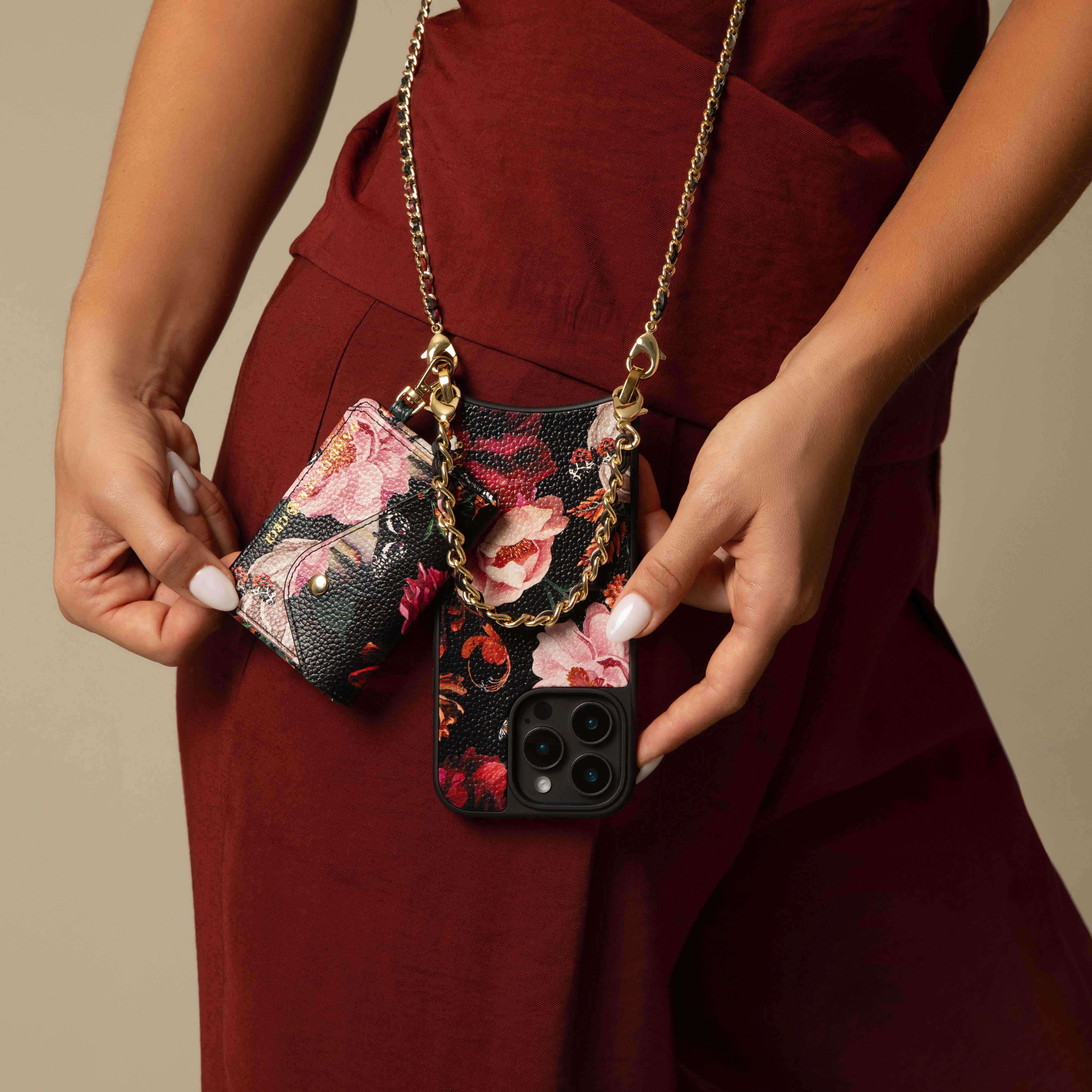 Rae Magnet Duet Wallet Crossbody Phone Case - Ceci Noir/Gold Protective Edge Layer