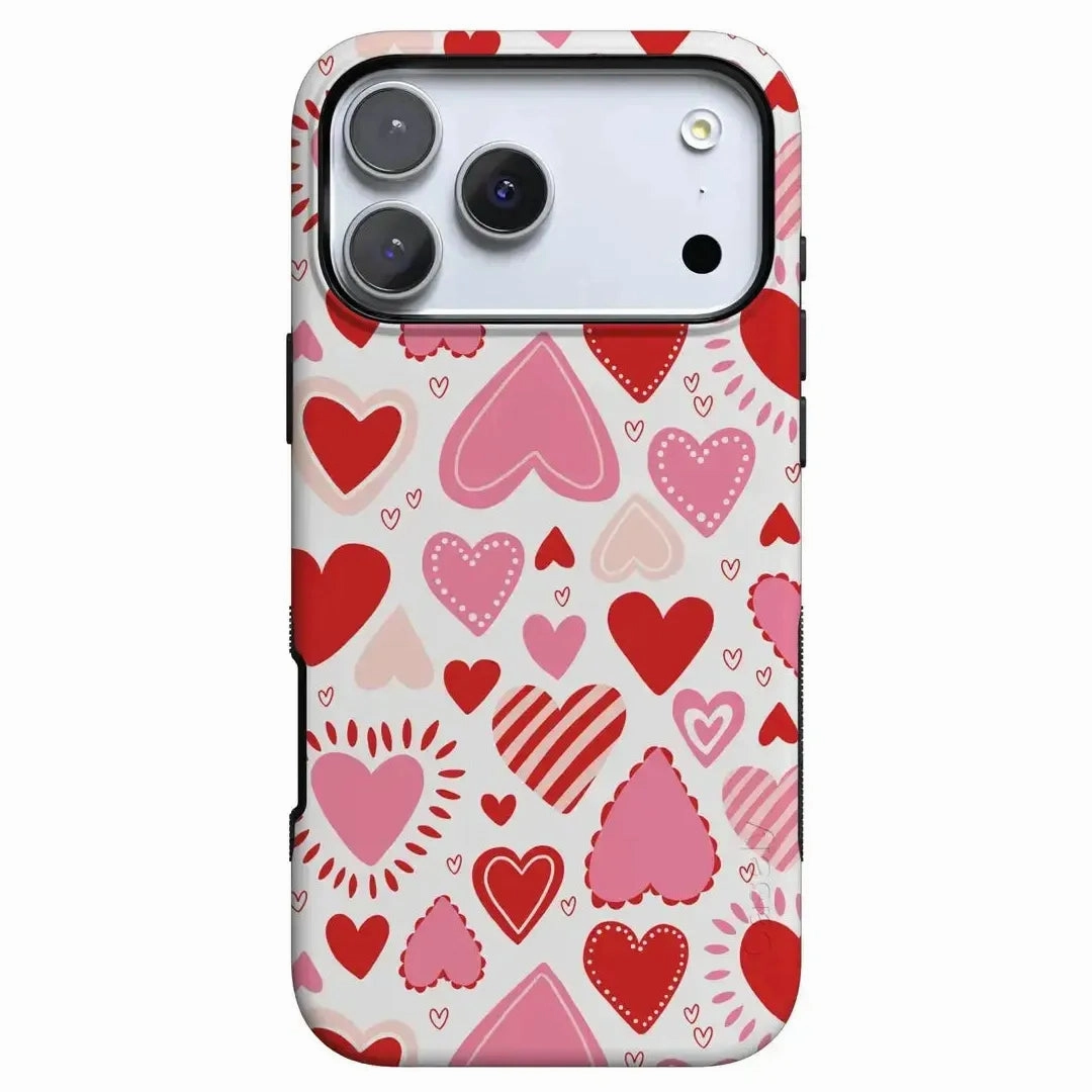 Love Struck | Heart Stickers Case Clear Pattern Sleek Grip