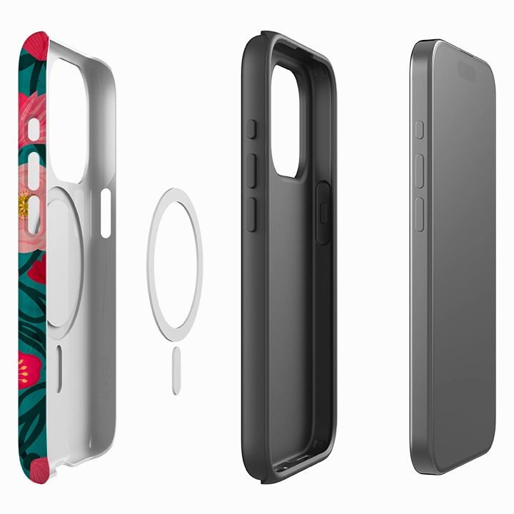 iPhone MagSafe Tough Case -  Blue Floral By Nina Pace Soft Edging Light Structure