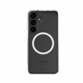 Stylish Surface Design Protective barrier EvoClear - Samsung Galaxy S25  Case with Magnets - Clear