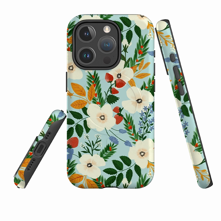 Hybrid Frame Stylish grip iPhone MagSafe Tough Case - Floral III By Abby Jacobs