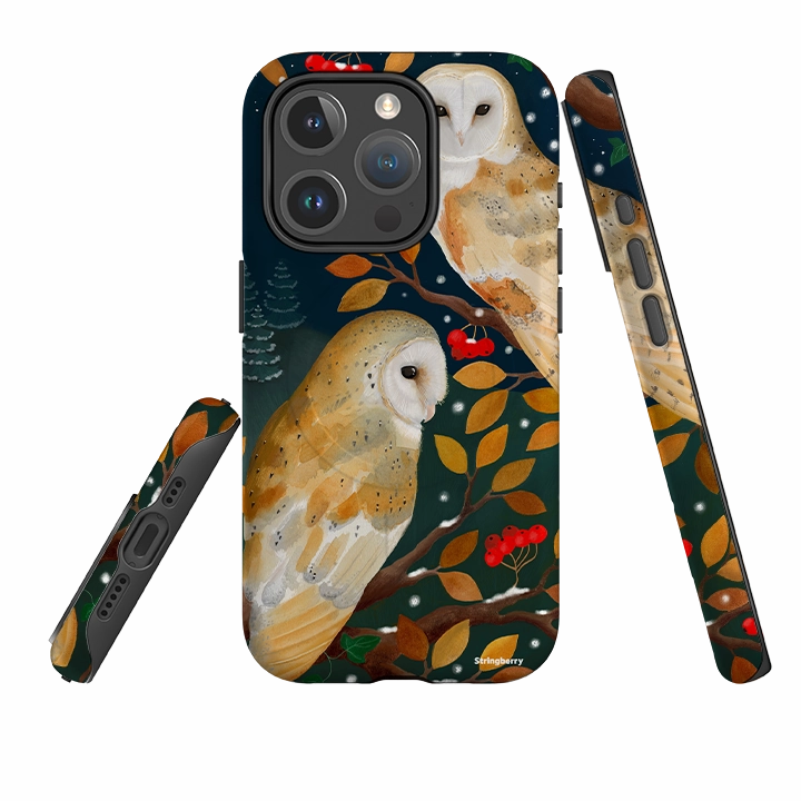 Metal Texture Grip Control iPhone MagSafe Tough Case - Autumn Owls By Bex Parkin