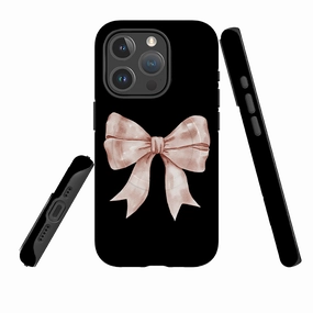 iPhone MagSafe Tough Case -  Big Bow Black Smooth Edge Design
