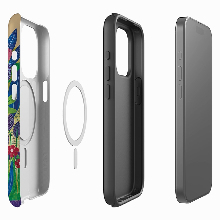 Stylish Detail Layer Soft Interior iPhone MagSafe Tough Case - Jungle By Tracey English