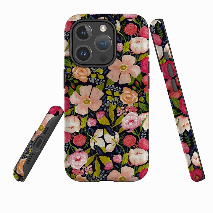 Ergonomic Shape Pocket Safe iPhone MagSafe Tough Case - Vintage Roses By Bex Parkin