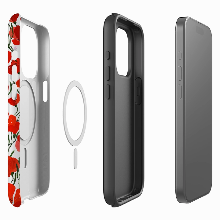 iPhone MagSafe Tough Case -  Poppies Pattern By Madalina Andronic TPU Material Creative Design