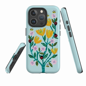 Custom Fit Premium Texture Layer iPhone MagSafe Tough Case - Blossom and Ladybirds By Tracey English