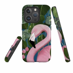 Stylish frame Durable Texture iPhone MagSafe Tough Case - Flamingo By Bex Parkin