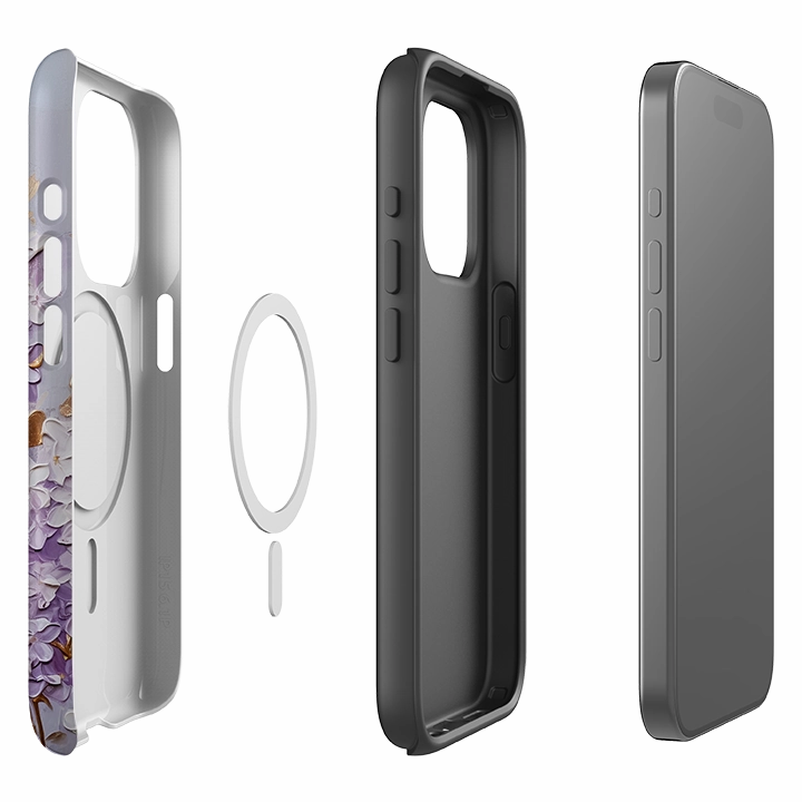 iPhone MagSafe Tough Case - Purple Floral Durable Build Texture Sporty Design