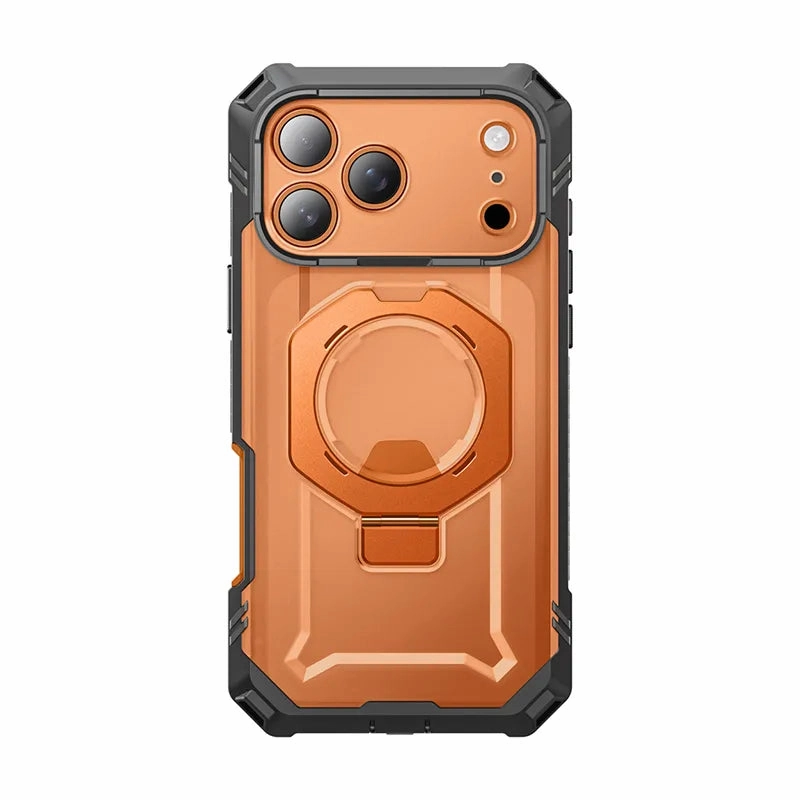 Vivid Detail Texture Soft Surface Layer UB GRIP PRO Series iPhone 17 Pro MagSafe Phone Case with HD Tempered Glass - Coral