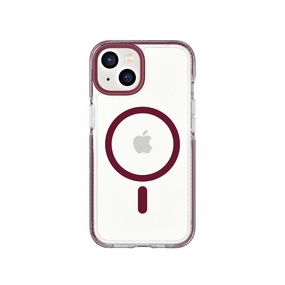 EvoCrystal - Apple iPhone 14 Case MagSafe Compatible - Burgundy Modern Layer Hybrid Pattern