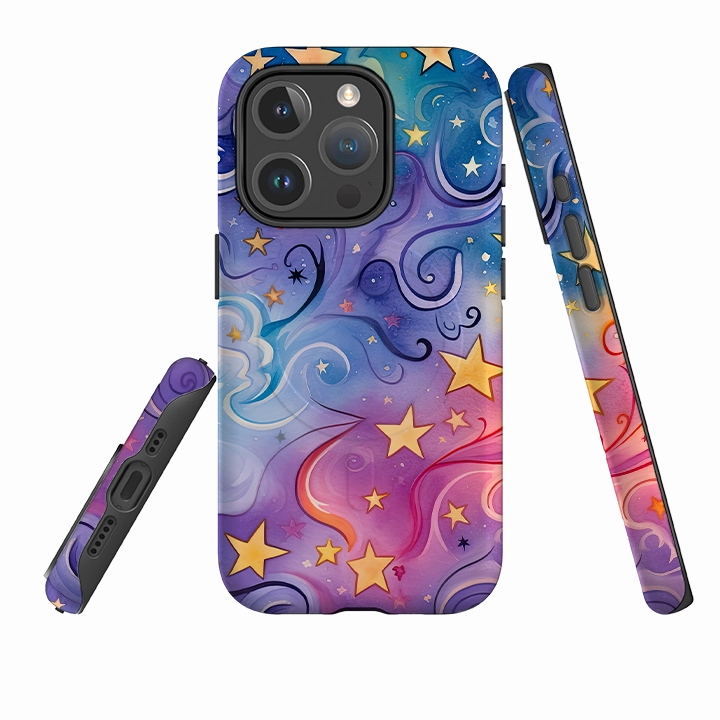 Strong Frame Matte Texture Layer iPhone MagSafe Tough Case - Rainbow Stars II