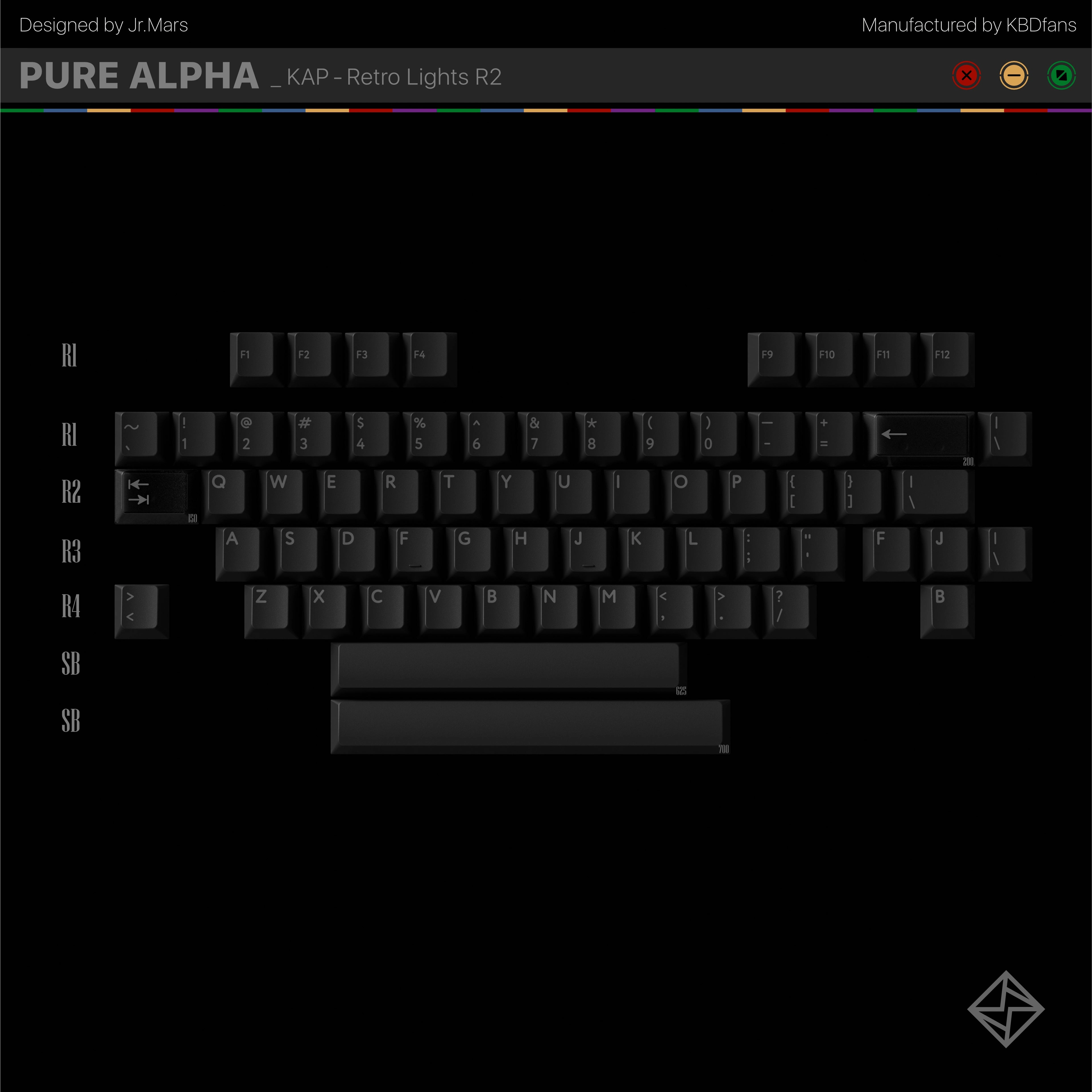 Premium Build PBTFANS RETRO DARK LIGHTS R2 ABS KEYCAP SET