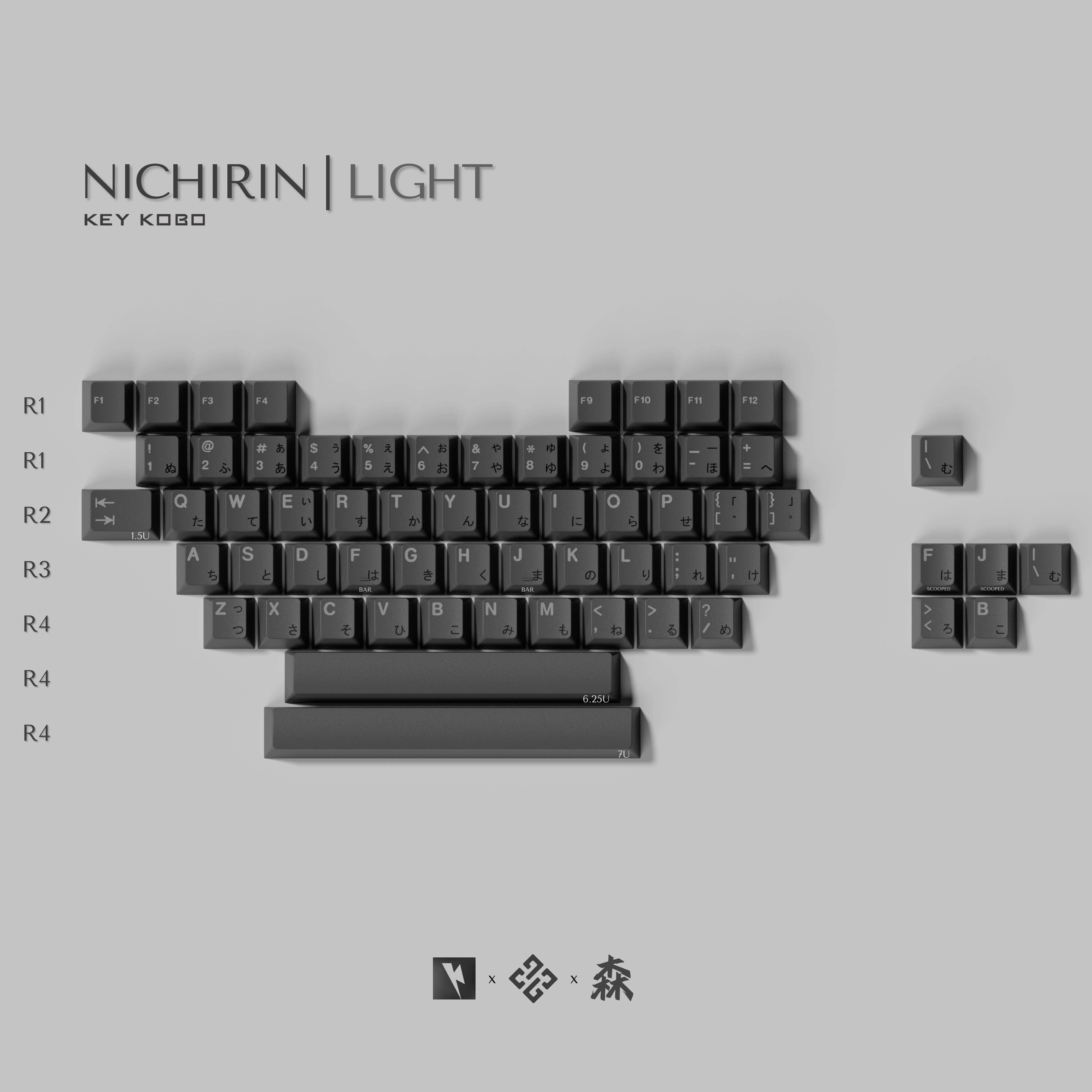 KEYKOBO NICHIRIN ABS TRIPLE-SHOT KEYCAP SET PRE-ORDER 60 Percent Layout Kit Portable Keyboard Kit