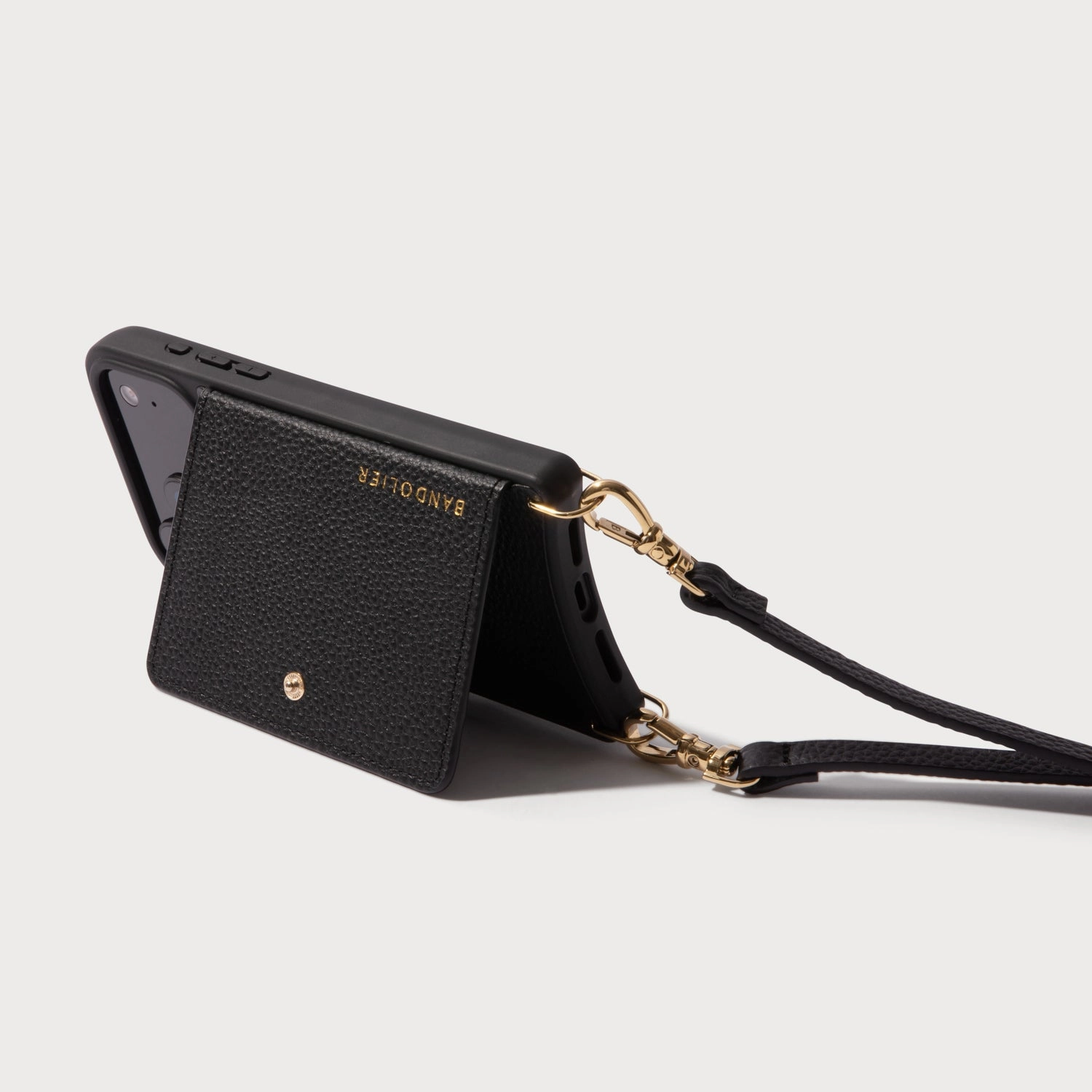 Mila MagSafe Charging Crossbody Bandolier - Black/Gold Rugged Look Finish