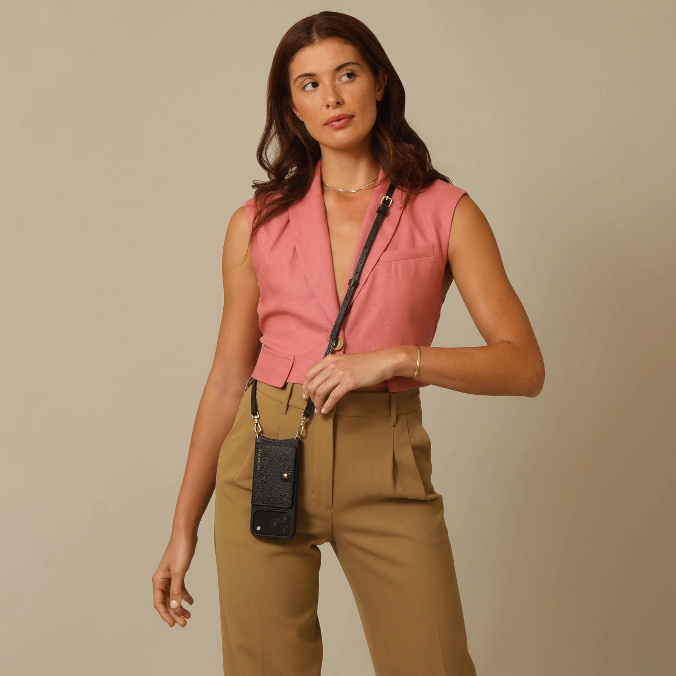 Mila MagSafe Charging Crossbody Bandolier - Black/Gold Student Friendly