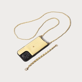 Matte Detail Affordable option Lily Crossbody Phone Case Set - Butter Yellow Croc/Gold