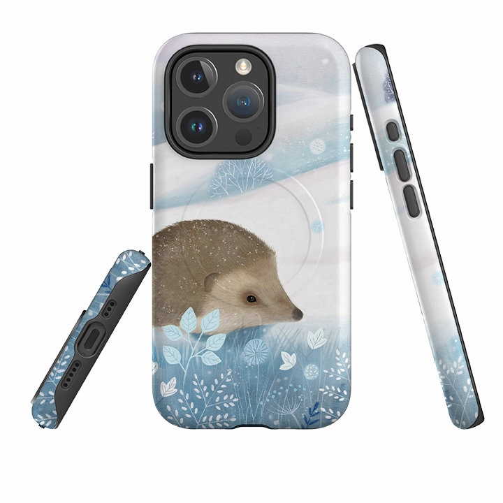 Strong Texture Light Form iPhone MagSafe Tough Case - Winter Hedgehog By Bex Parkin