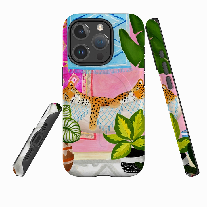 iPhone MagSafe Tough Case - Leopards in Hammock By Bex Parkin Smooth Edges