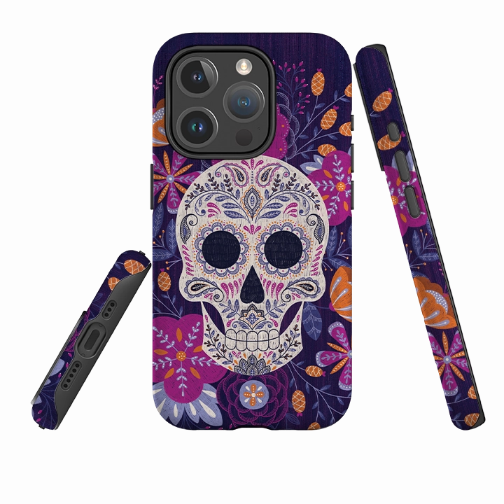 iPhone MagSafe Tough Case -  Sugar Skull By Jenny Zemanek Water shield Daily Carry