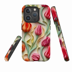 Premium Edge Design Subtle Texture iPhone MagSafe Tough Case - The Hague Tulips