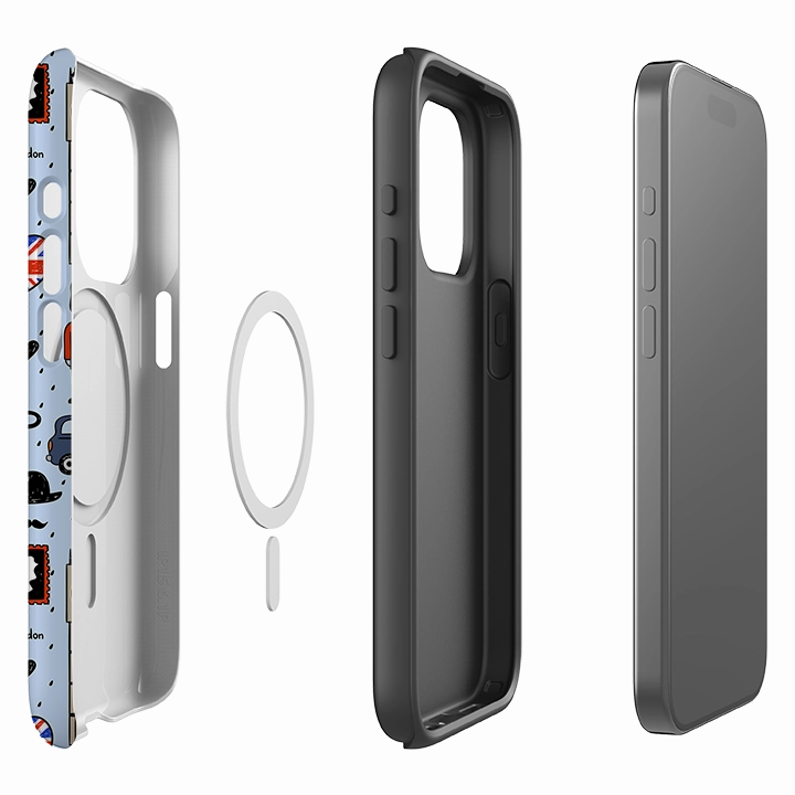 Light Touch Shock Absorption Layer iPhone MagSafe Tough Case -  Blue London