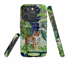 Protective Material iPhone MagSafe Tough Case - Green House Tiger By Bex Parkin