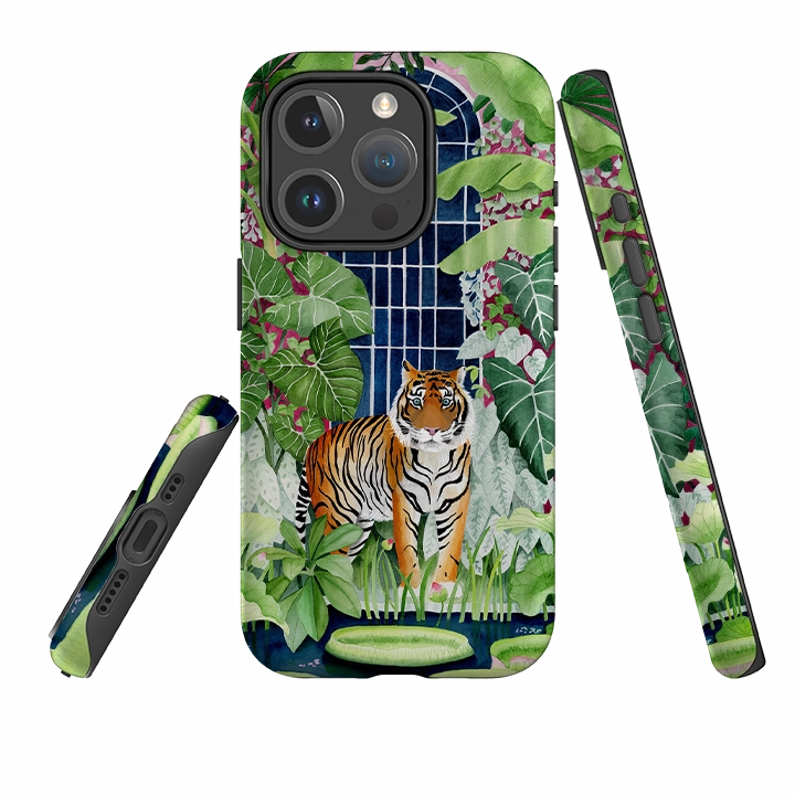 Protective Material iPhone MagSafe Tough Case - Green House Tiger By Bex Parkin