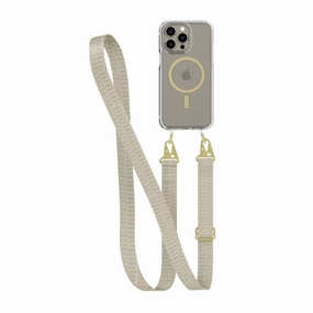 FlexQuartz - Apple iPhone 15 Pro Max Case MagSafe Compatible with Cross-Body - Gold Soft touch layer