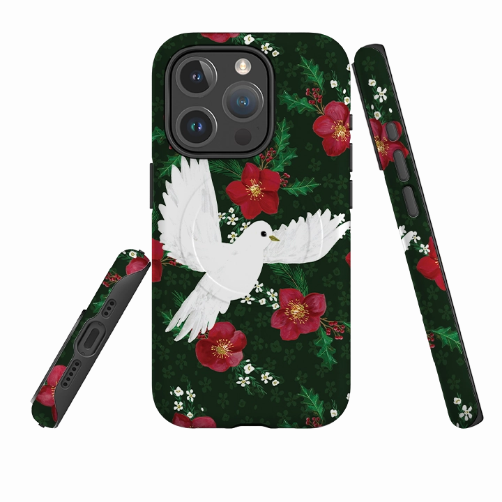 Shock Frame iPhone MagSafe Tough Case - Dove and Floral By Abby Jacobs