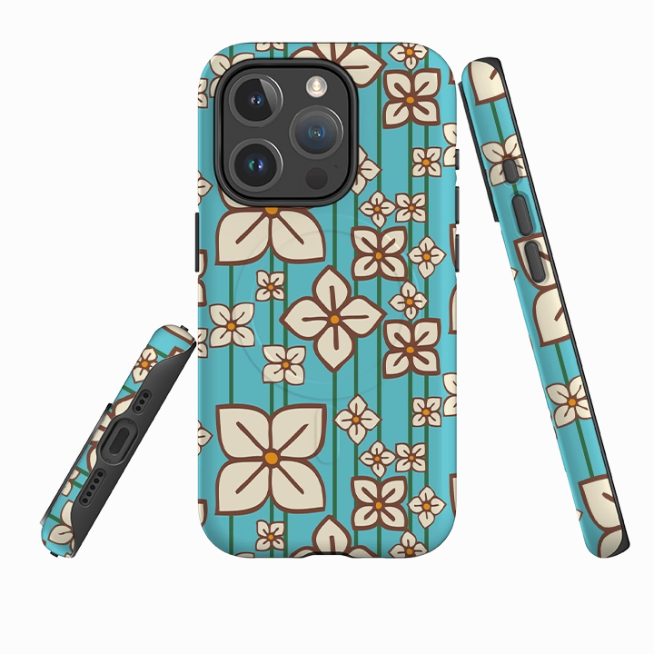 Shock Absorption Layer Travel Ready iPhone MagSafe Tough Case -  Hydrangea By Amelia Bowman