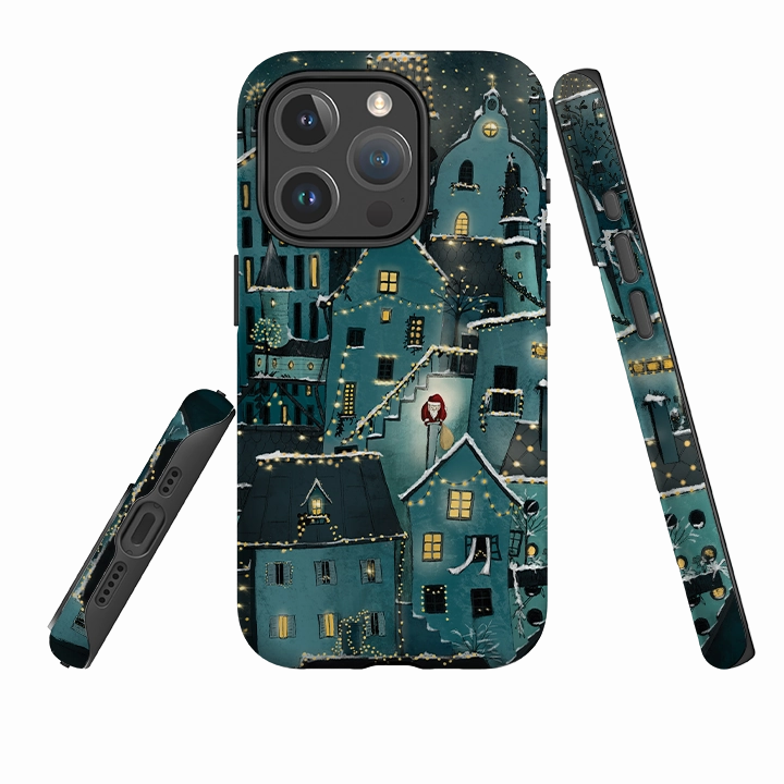 iPhone MagSafe Tough Case - City Winkles Blue By Maja Lindberg Durable Pattern Texture custom design