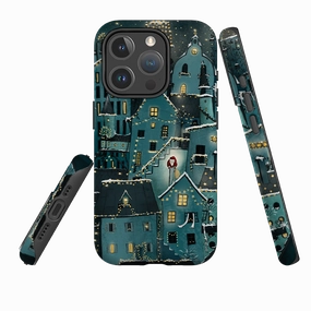 iPhone MagSafe Tough Case - City Winkles Blue By Maja Lindberg Premium Pattern Design Modern Form