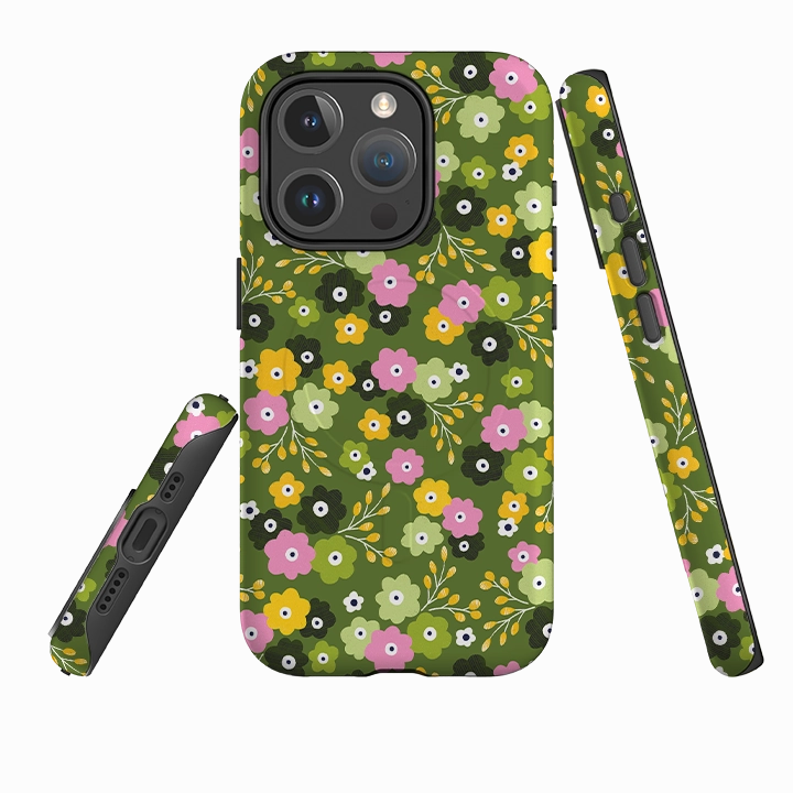 iPhone MagSafe Tough Case -  Cherry Blossom II By Ali Brookes Anti Shock Protective Pattern Texture