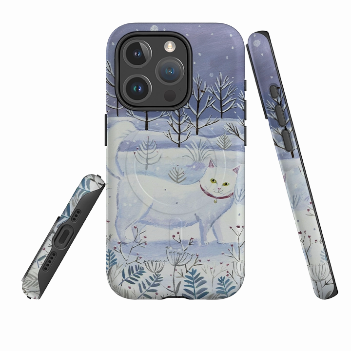 Soft edges iPhone MagSafe Tough Case - White Cat By Mary Stubberfield