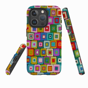 Minimal Edge Design iPhone MagSafe Tough Case -  Atelier Blanket Squares Bright By Sarah Campbell