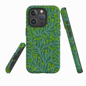 iPhone MagSafe Tough Case - Vine Green and Teal By Katherine Quinn Flexible Pattern Texture Elegant Build