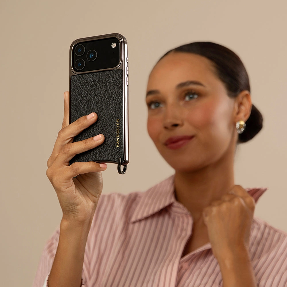 Rayna Chrome Crossbody Phone Case - Black/Pewter Minimal Form Durable Grip