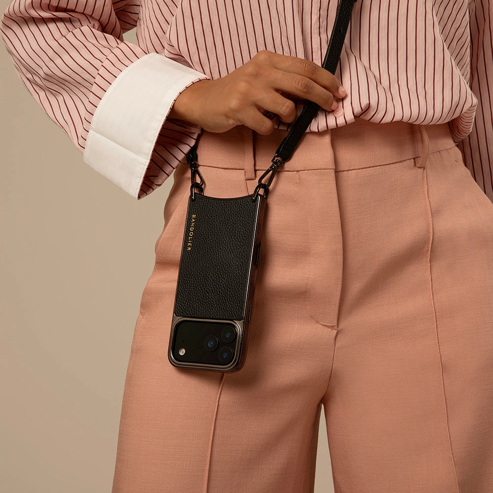 Rayna Chrome Crossbody Phone Case - Black/Pewter Light Form