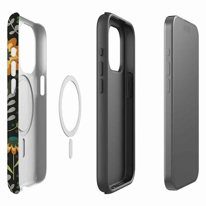 iPhone MagSafe Tough Case -  Dark Floral By Suzy Taylor Grip Control