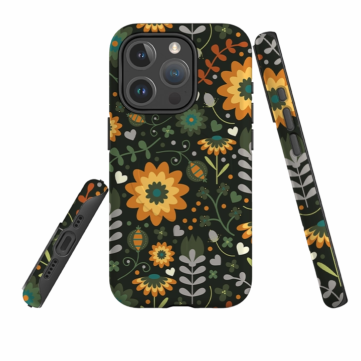 Elegant Edge Matte Look iPhone MagSafe Tough Case -  Dark Floral By Suzy Taylor