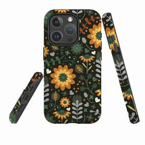 iPhone MagSafe Tough Case -  Dark Floral By Suzy Taylor Stylish Texture Minimal Grip