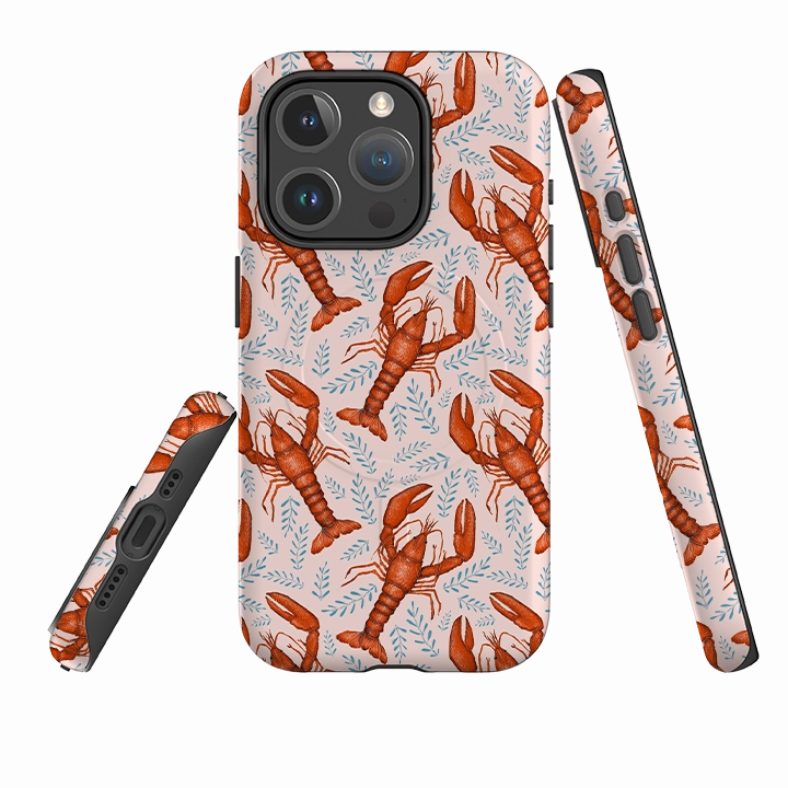 anti dust Soft Grip Finish iPhone MagSafe Tough Case -  Lobster By Catherine Rowe